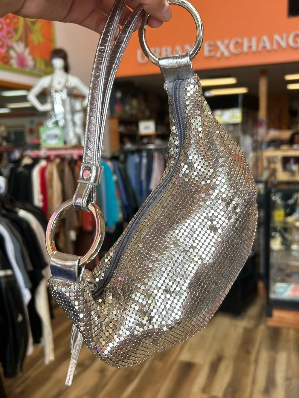 VINTAGE Y2K bebe Metal Mesh Wristlet Bag
